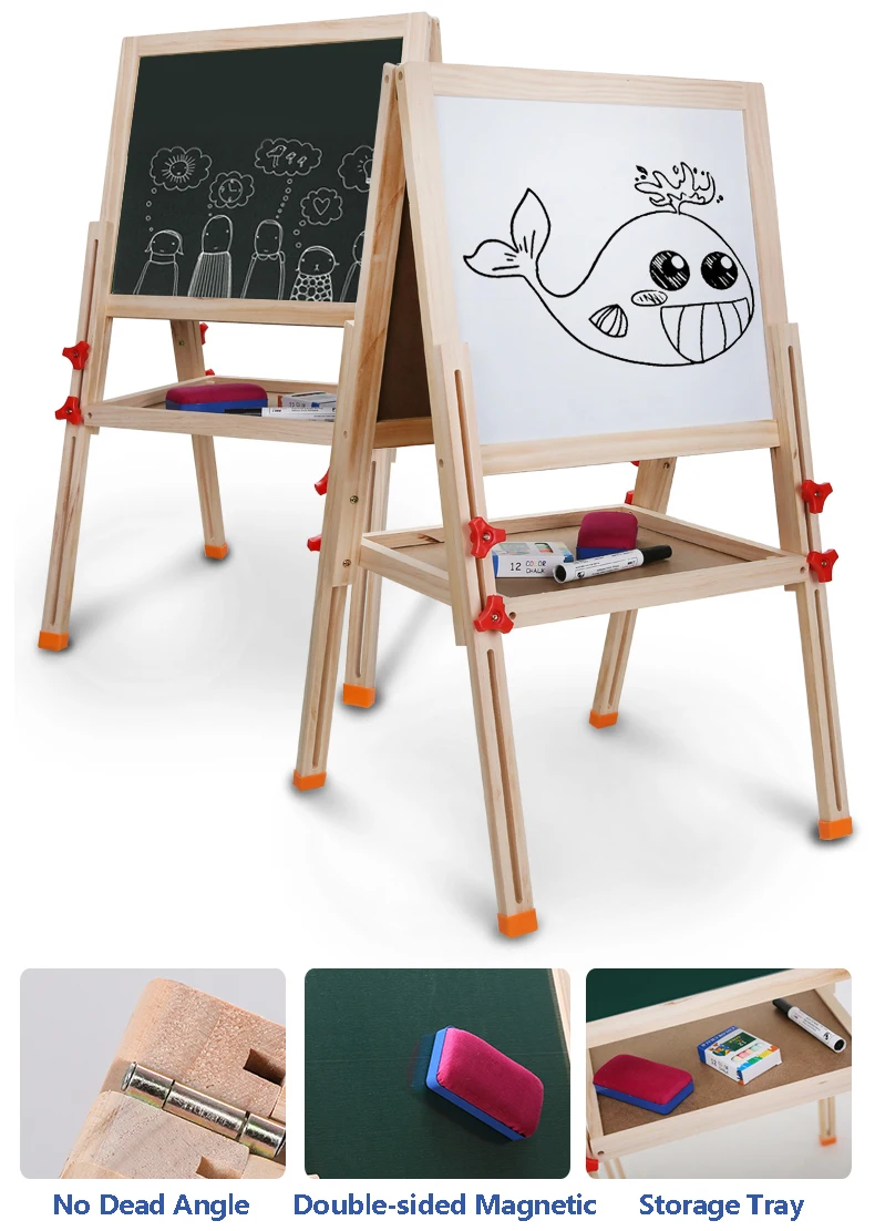 Children Chalk Board White board Double sided Easel Creative Read Writing Draws