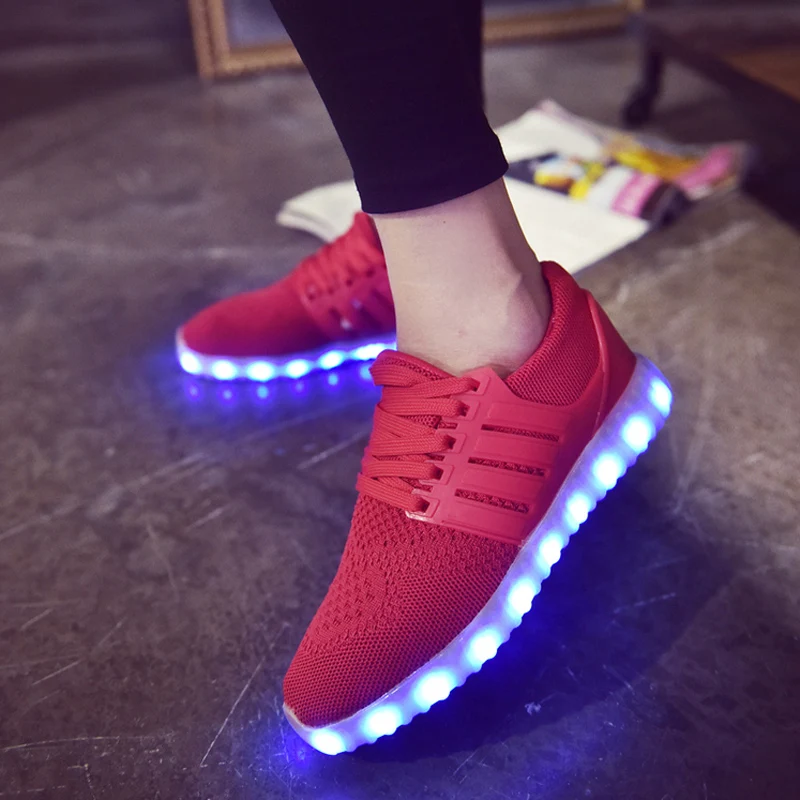 2016 Зима Женщины Корзина Загорается Светодиодный Обувь Повседневная Femme Chaussures Homme