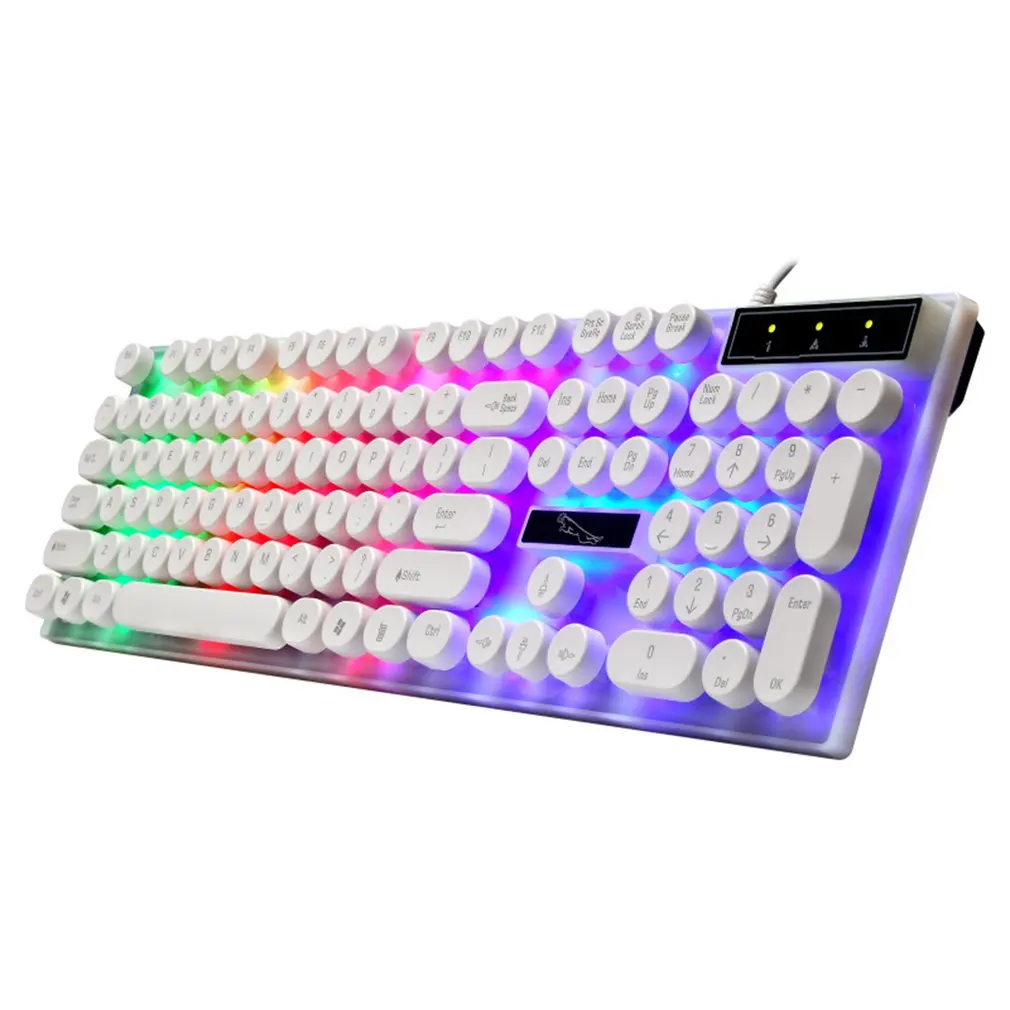 G21 USB Проводная Механическая панк клавиатура светодиодная красочная подсветка игровая клавиатура водонепроницаемая для ПК компьютерный геймер - Цвет: White