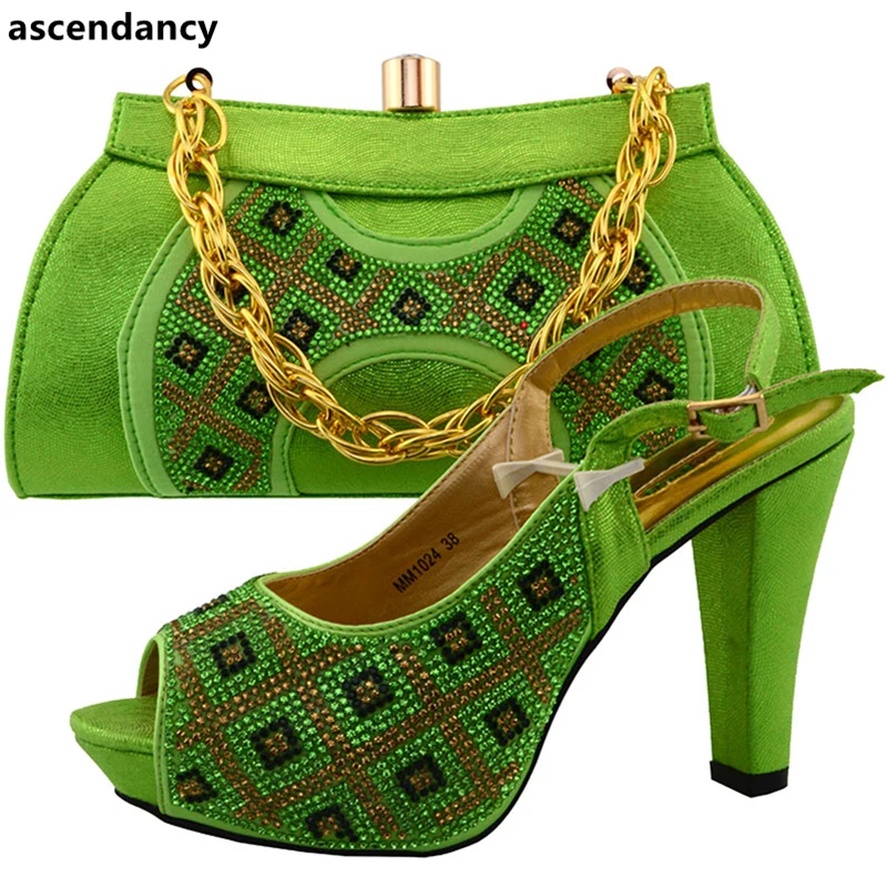 Pu Couleur Africain Sacs Sac Set vert Ciel Assorties Les Assortis Femmes Vert Italiennes Chaussures Avec Pour Et Ventes En orange Nigériane THpyZcq0d