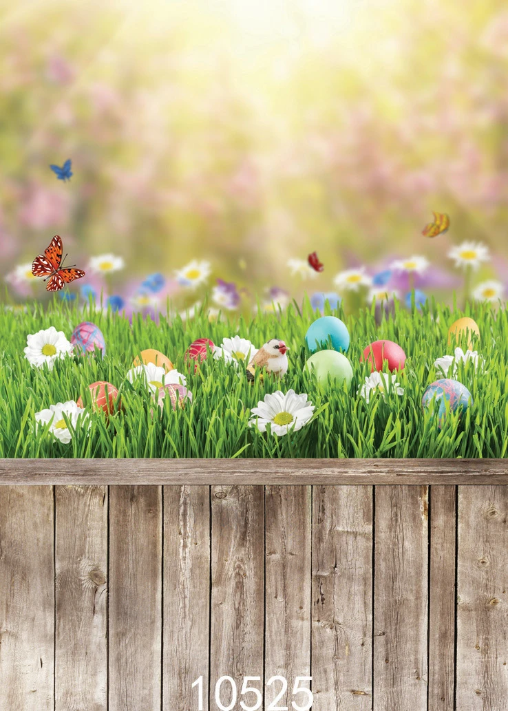 6X8FT-Childrens Easter Eggs Flower Photography Backdrops Purple Studio Photo Background 