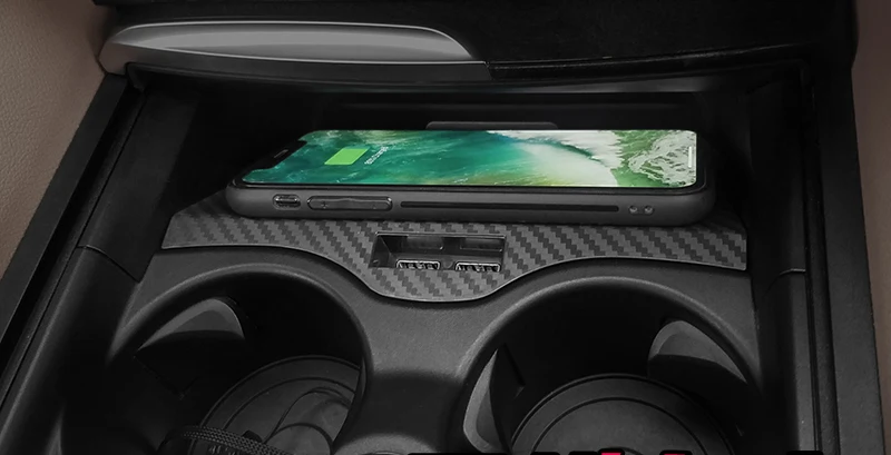 Углеродное волокно автомобильное QI Беспроводное зарядное устройство держатель телефона центральная консоль отделка Аксессуары для BMW 5 6 серии G30 G32 G38
