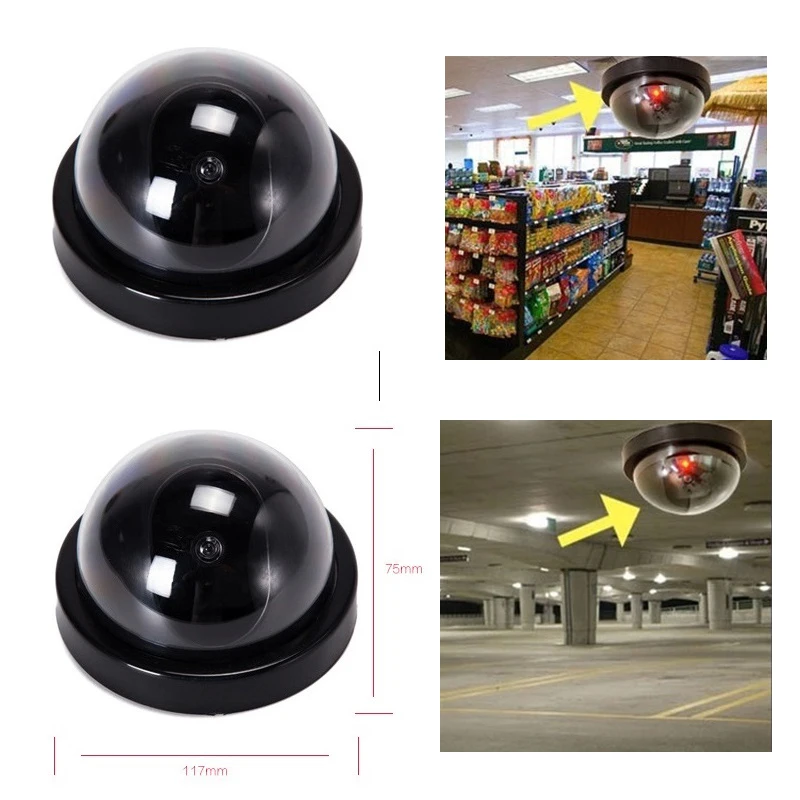 

2pcs Fake Camera Wireless Home Security Camera Simulated Video Surveillance Indoor Outdoor Monitor IR Light Dummy Camera Size L