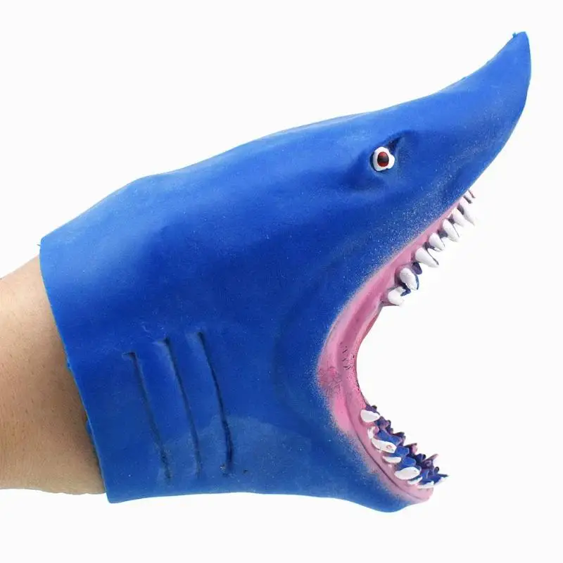 Мягкая TPR ярко голова акулы кукольные перчатки для рук дети Смешные животные ручная кукла-перчатка Игрушка Дети моделирование голова акулы