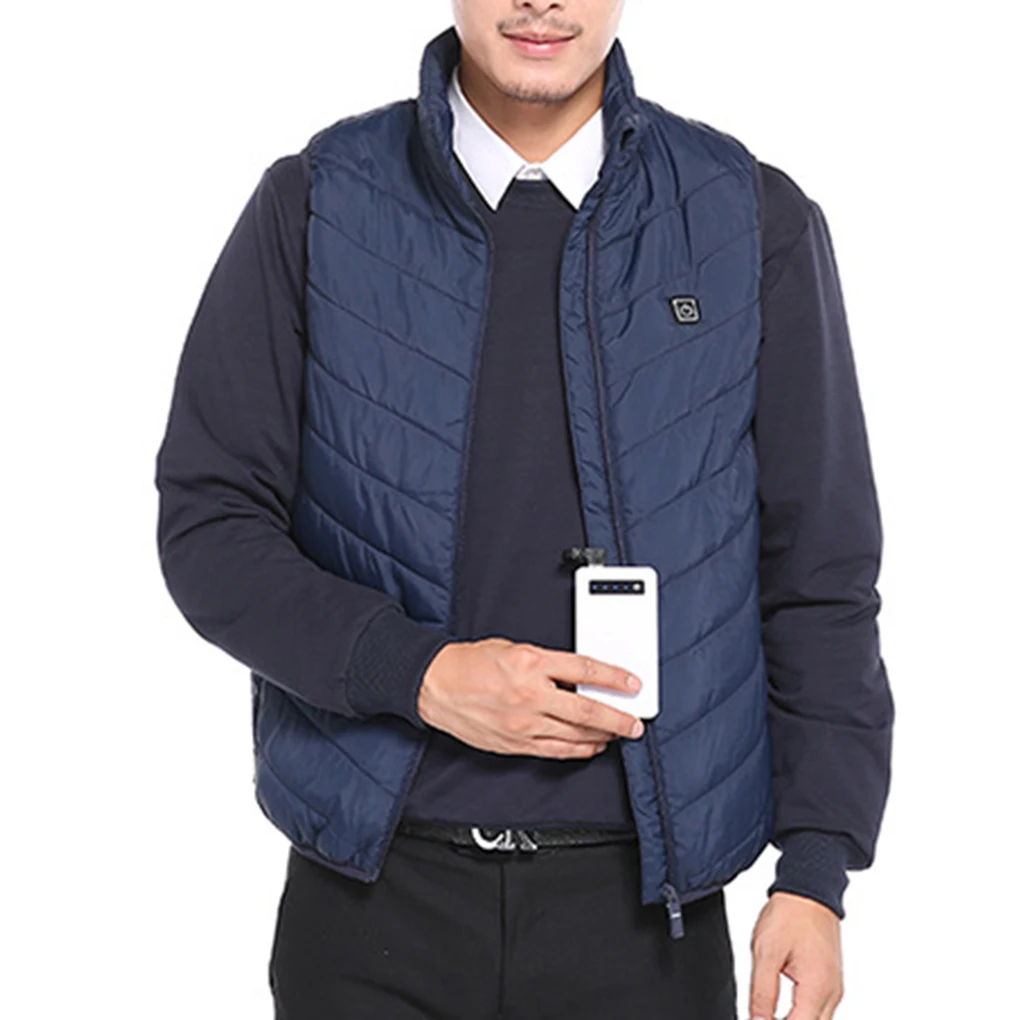 Мужской жилет с электроподогревом мужской нагревательный жилет USB теплая зимняя куртка