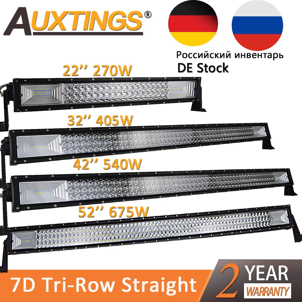 SKYWORLD 32 Inch LED Work Light Bar 405W Curved Flood Spot Cobo Bea LED Work Lights 6000K With