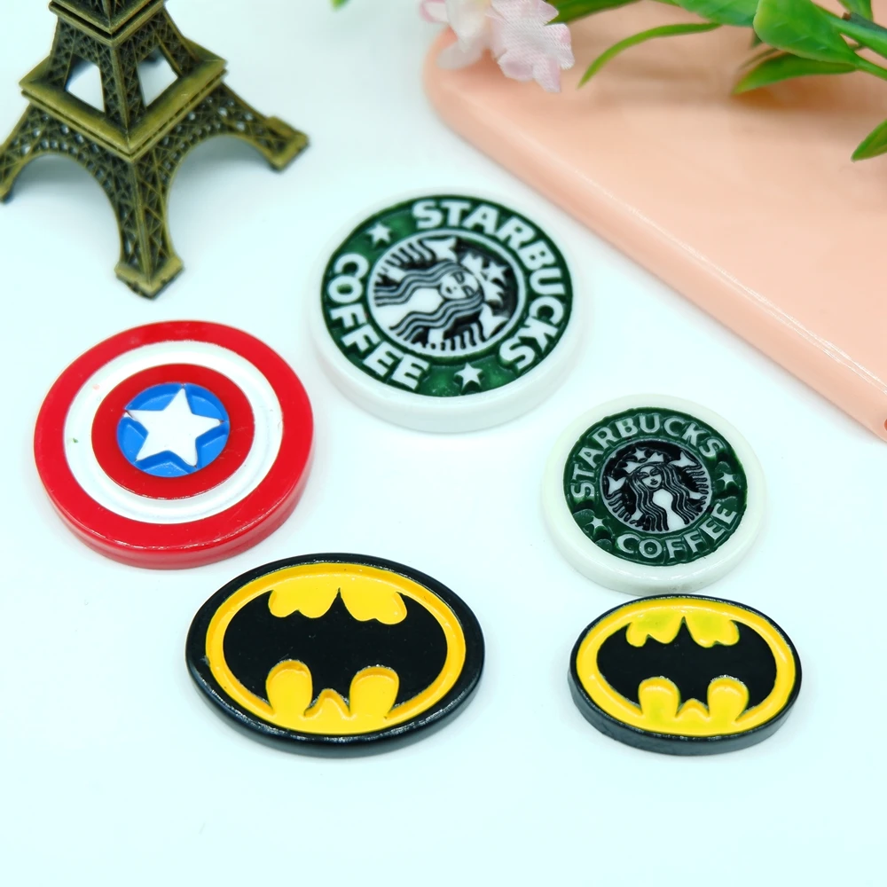 

Kawaii Captain America Batman Logo Flatback Resin Cabochon Craft For DIY Hair Clip Decoration Supplies Embellishment