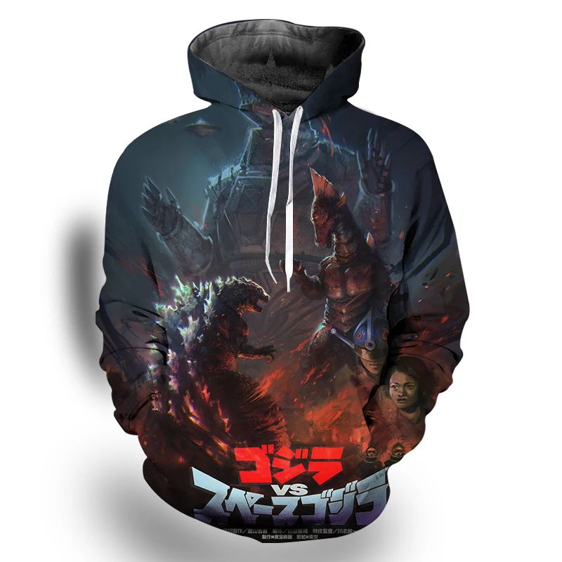 

3D Print Godzilla Sweatshirt Homme Japanese Streetwear 2019 Movie Hoodie Long Clothing Red Sweatshirt Men Unisex Oversize Hoody