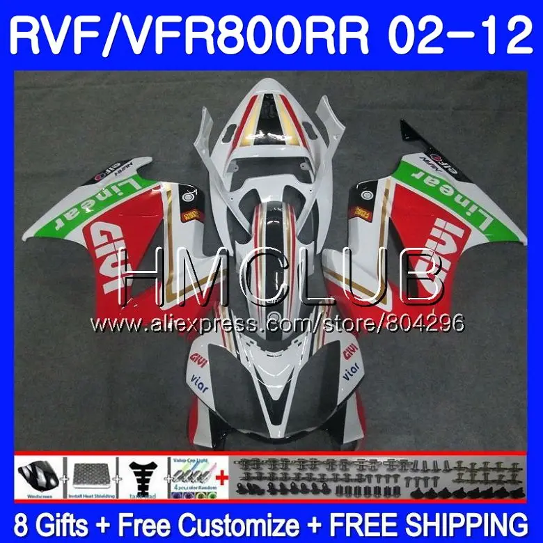 

Green white Interceptor For HONDA VFR800RR 02 08 09 10 11 12 79HM.19 VFR800 RR VFR 800RR 2002 2008 2009 2010 2011 2012 Fairings