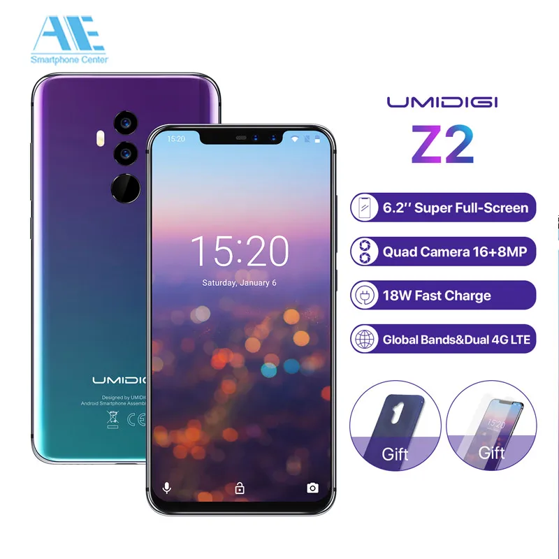 UMIDIGI Z2 6 2 &quotMT6763 Helio P23 четырехъядерный ГБ ОЗУ 64 Гб ПЗУ 4 камеры 16 0 Мп + 8 МП задняя