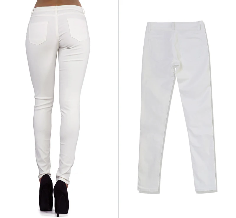 Europe and the United States women's low waist stretch pants feet double zipper PU white coating imitation leather pants large size (5)