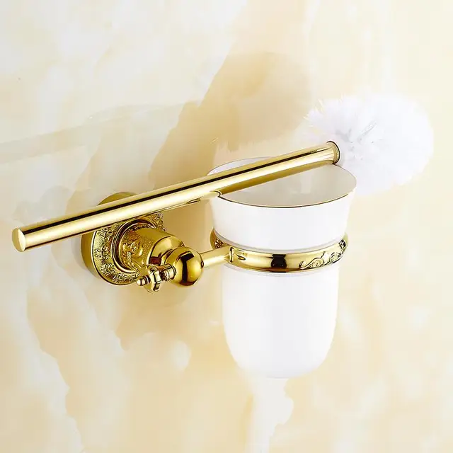 Europäischen Kupfer Goldenen Bad Zubehör set Geschnitzten Poliert Bad