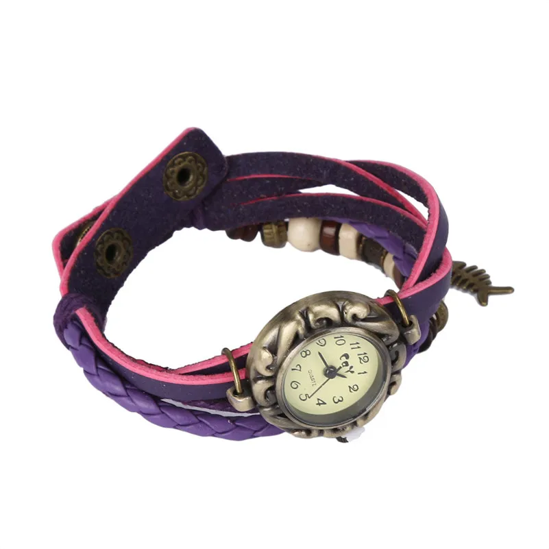 Women's watches brand fashion ladies watch Weave leather band Fishbone Around Quartz Lady Wrist Watches clock Bracelet M18 (3)