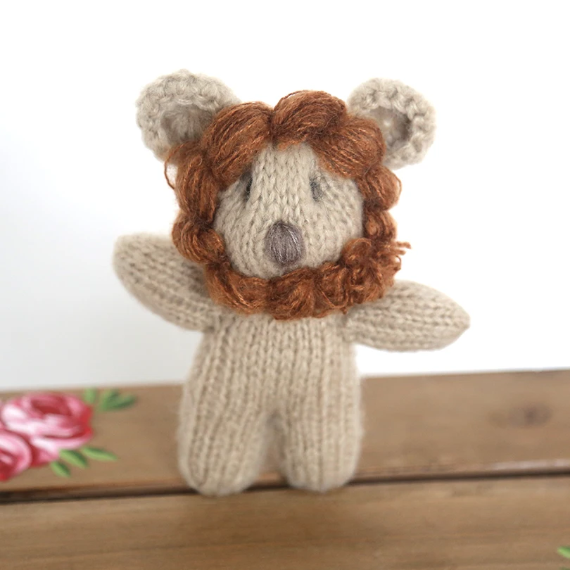 

Stuffed Animal Toy Knit Mohair Lion Toy Newborn Photography Props Woodland Animal Easter Day Gift