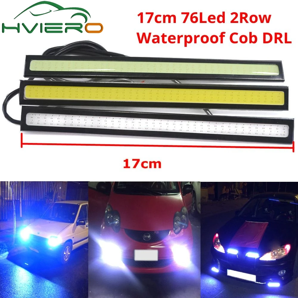 Beste 1 stks update Ultra Heldere LED DC 12 v 17 cm Dubbele Rij 76 Leds Waterdichte Dagrijverlichting Auto auto DRL COB Rijden Fog lamp