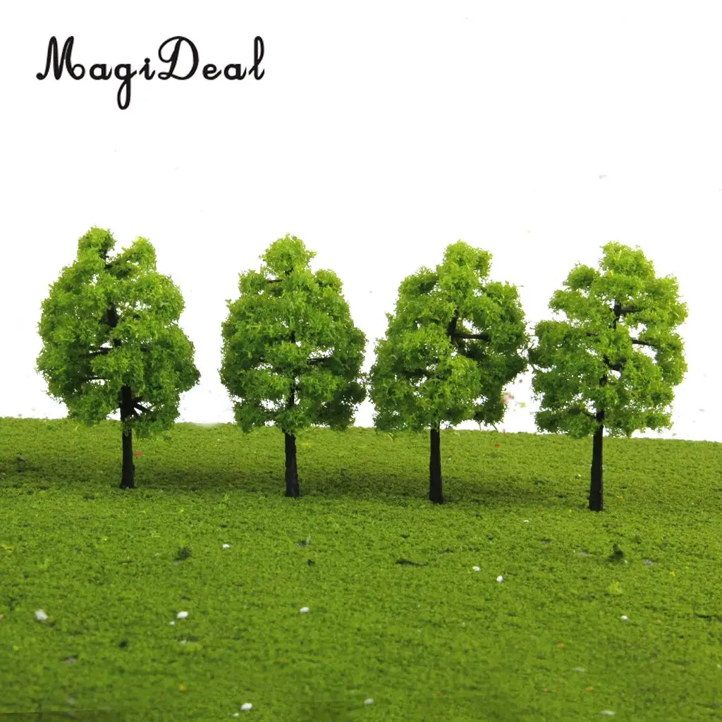 MagiDeal 20Pcs/Lot 1/100 Scale Mini Plastic Model Trees Train Railroad Scenery for House Classroom Park Layout Scene Kids Toy