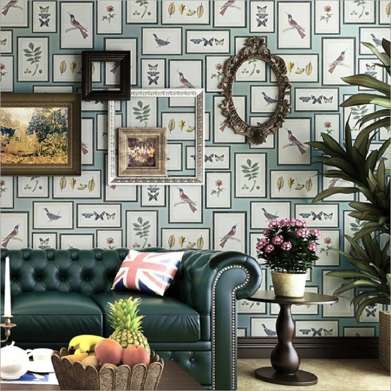 

2018 retro country flowers and bird wallpaper roll PVC for bedding living room TV Background Wall Paper papel de parede WP18006
