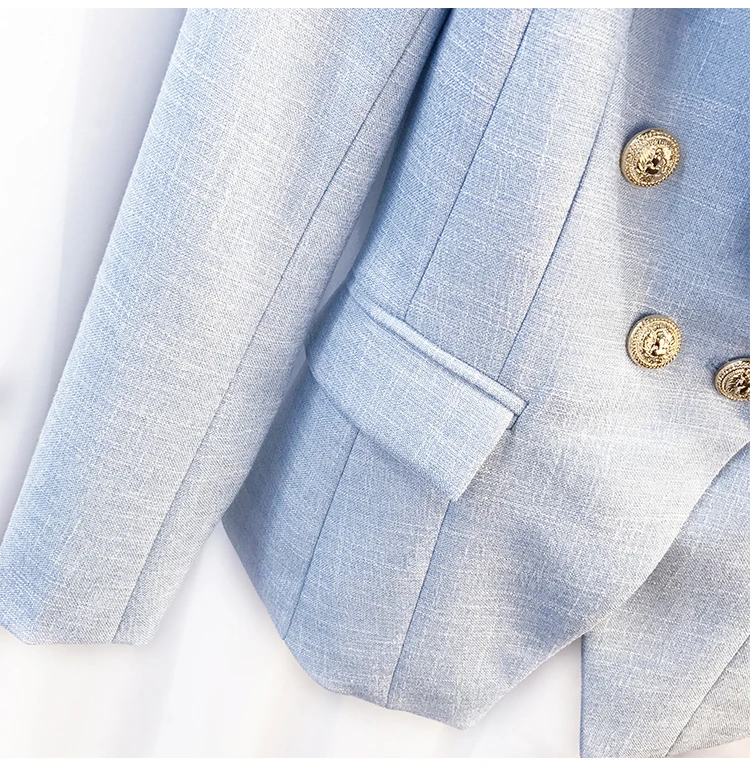 Превосходное качество OL Карьера Блейзер для женщин классический двубортный Лев пуговицы пиджак плюс размер S-XXXL