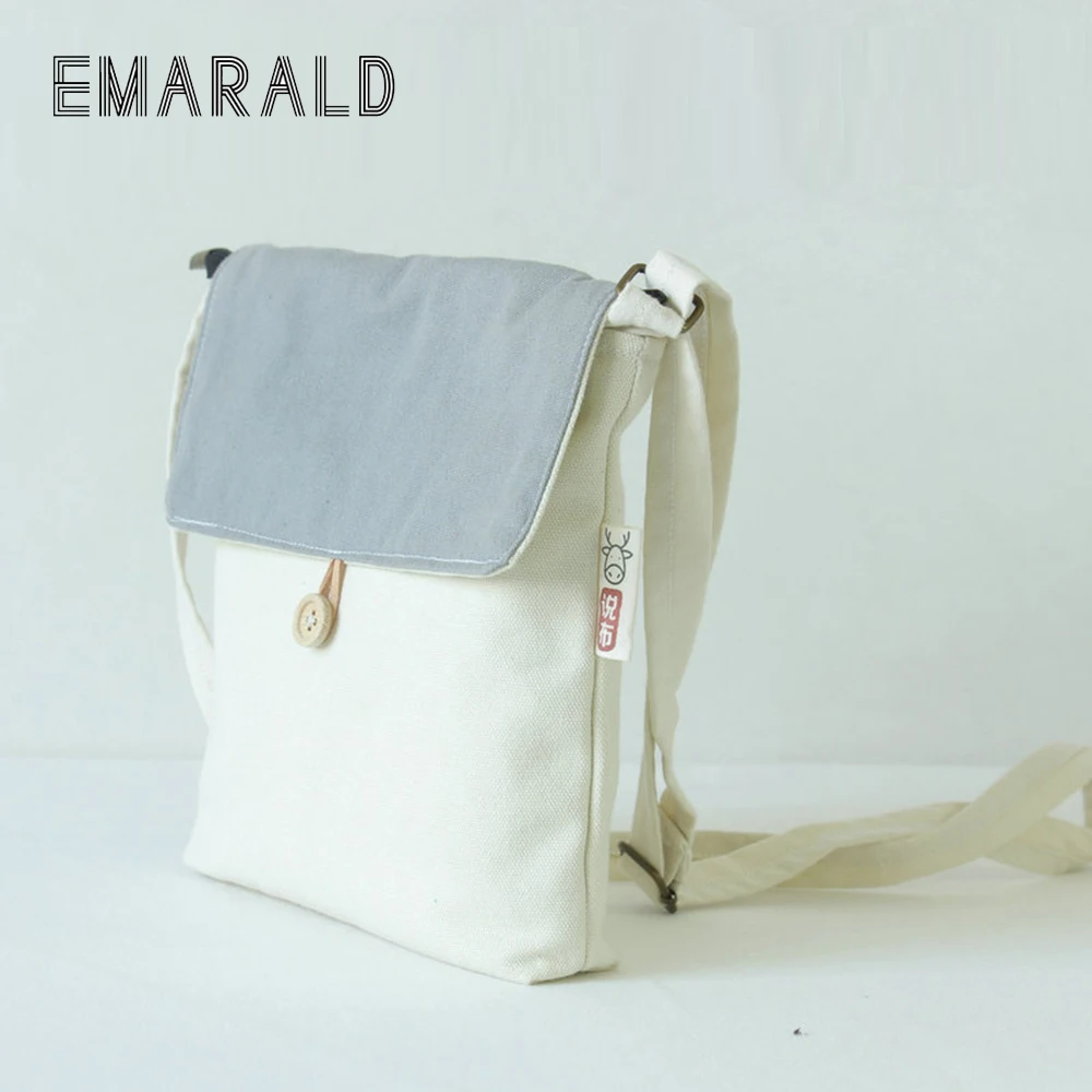 

2018 New Fashion white Canvas Bag Solid color Zipper Women Handbag Shoulder Bags Women Messenger Bags