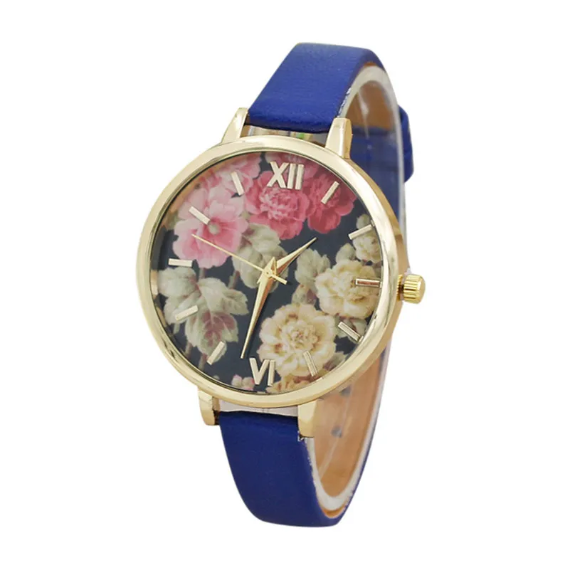 Women's watches with leather bands Fashion Flower Analog Quartz Movement wrist watches for women clock relogio feminino M14 (5)