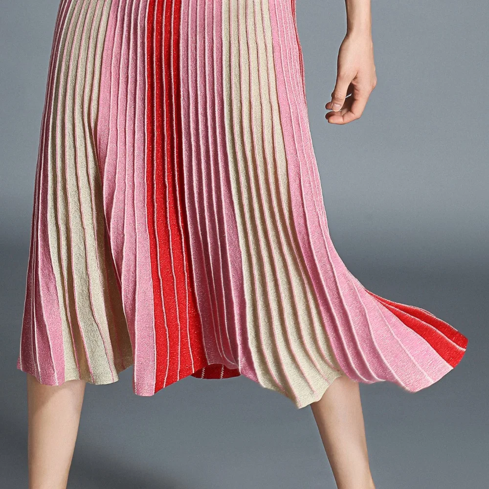 Женское трикотажное платье SMTHMA, розовое платье без рукавов с V-образным вырезом, лето-осень