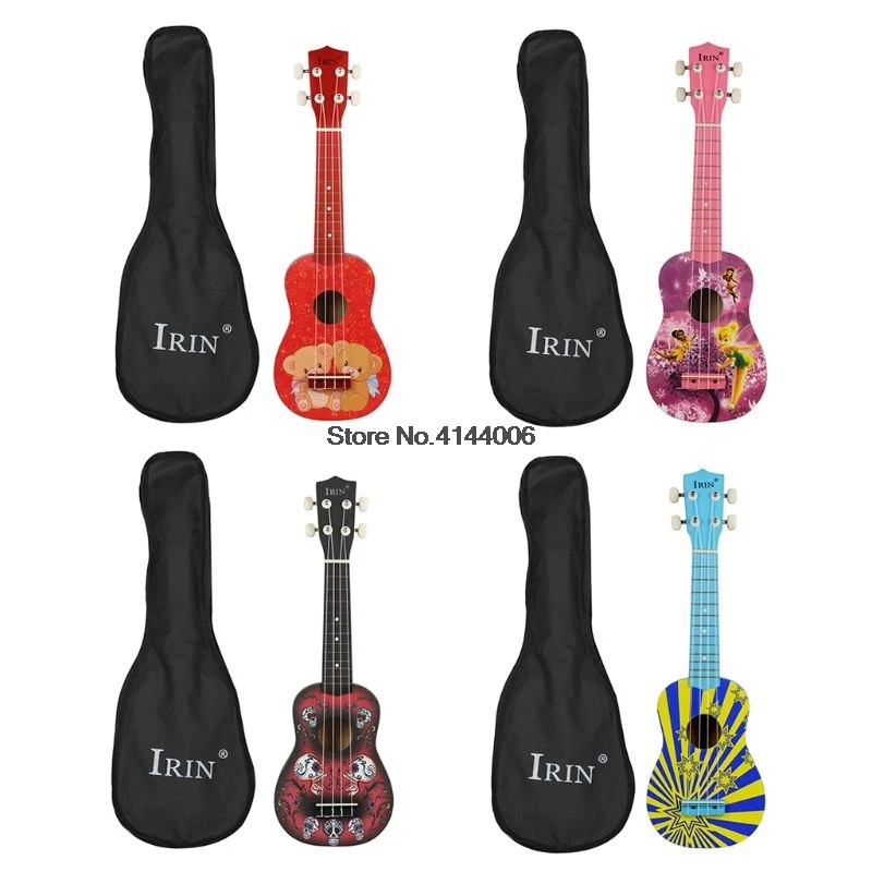

Ukulele 21 inch 12 Fret Uke 4 Nylon String Wood Guitar Bear Pattern And Bag Drop Ship
