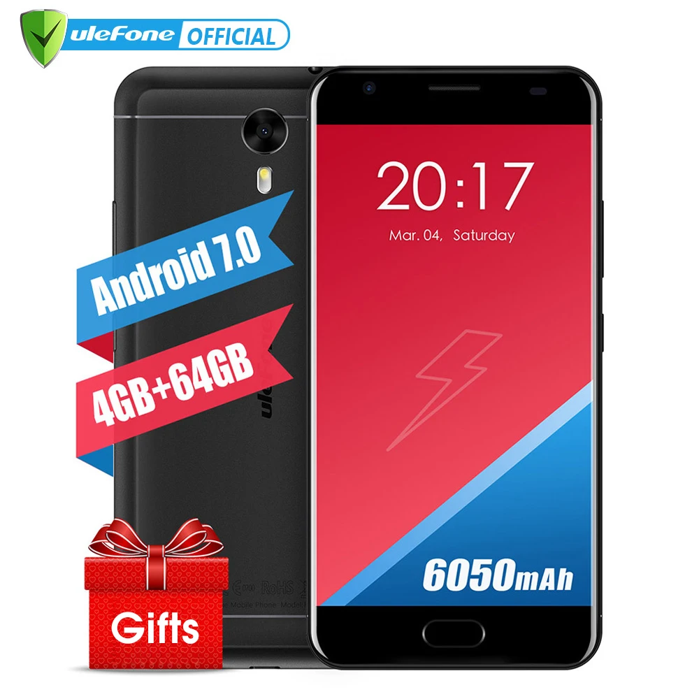 Оригинал Ulefone 2 Мощность Мобильный Телефон 5.5 Дюймов FHD MTK6750T Octa Ядро Android 7.0 4 ГБ + 64