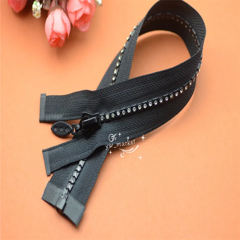 Buy 30cm Rhinestone Zipper Black Fabric for Bag