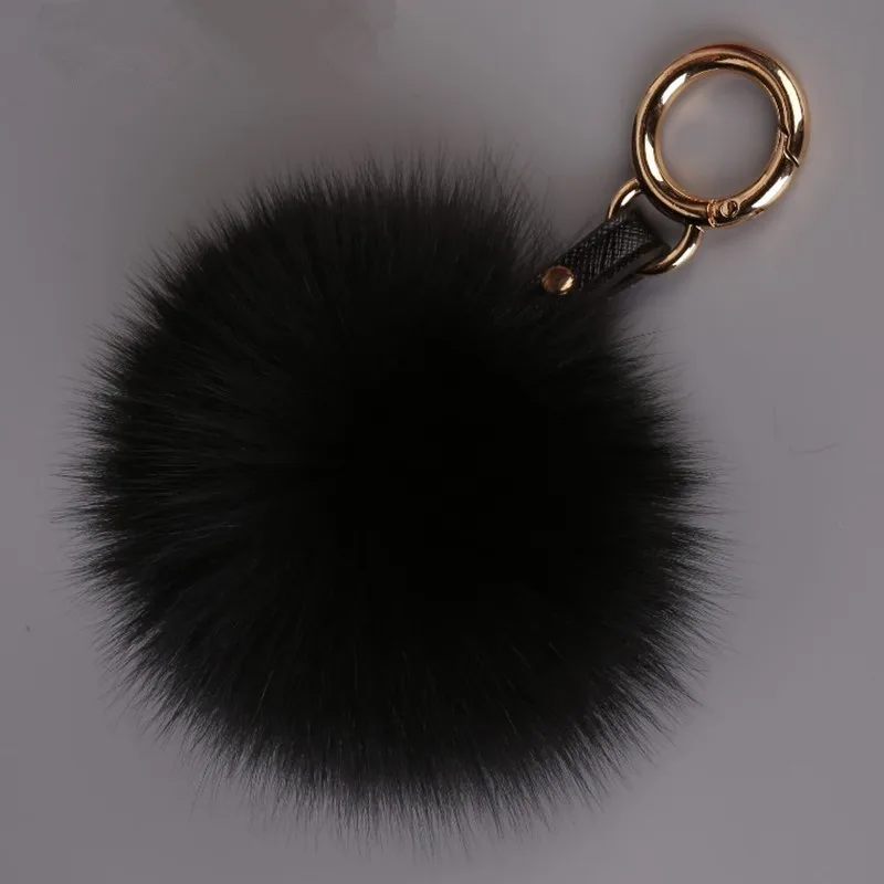 

Fashion 13cm Rabbit Fur Fluffy Ball Keychain Bag Charm Keyring Pompon Key Chains Porte Clef Pompom De Fourrure for Women Gift