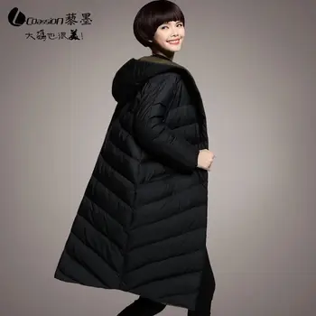 

Brand Women's Parka Jackets Thick Hooded Striped Duck Down Filling 2018 Winter Loose Feminine Outerwear Black Coats High Quality