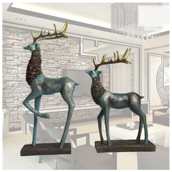 

Creative Resin American Elk Miniature Ornaments Home Decoration Accessories Household Deer Figurine Desktop Crafts Wedding Gifts