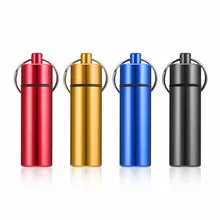 

1PC Waterproof Aluminum Pill Box Case Bottle Cache Drug Holder Container Keychain Medicine Box Health Care