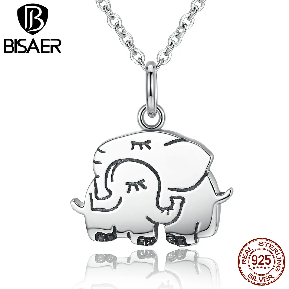 

Trendy Genuine 925 Sterling Silver Cute Elephant Hug Pendant Necklaces for Women Jewelry S925 Gift ECN065