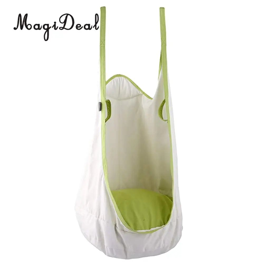 80KG Load Bearing Hanging Hammock Chair Inflatable Cushion Seat Kid Garden Patio Swing Toy White
