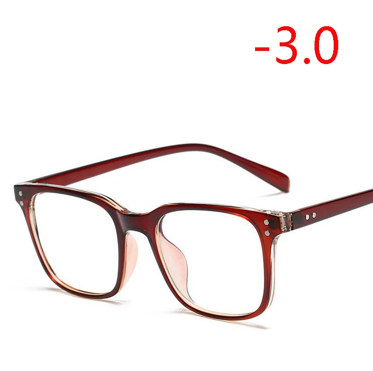 1,56, асферические линзы, очки по рецепту, для женщин и мужчин, Ретро стиль, Rice Nail TR90, квадратные очки для близорукости, черная оправа, 0~-4,0 - Цвет оправы: Myopia 300