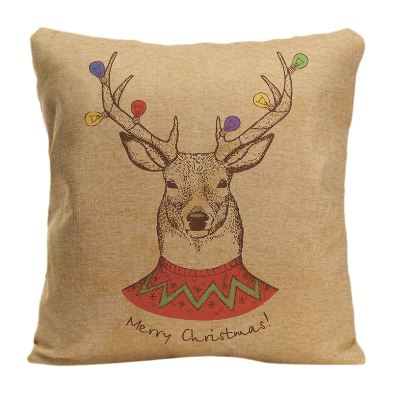 

Cotton Linen Vintage Christmas With Deer Throw Pillow Case Decorative Cushion Cover Pillowcase Customize Gift By Lvsure For Seat