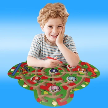 

Apple Tree Wooden Magnetic Pen Maze Game Labyrinth Kids Learning Education Toys W15