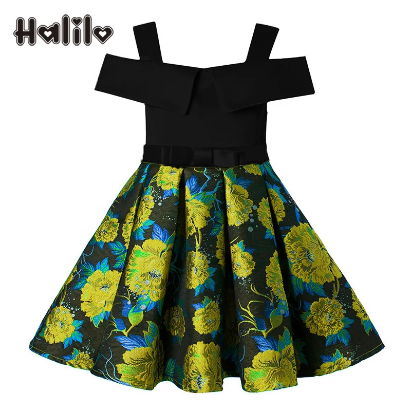 Halilo Girl Party Dress Floral Princess Dress Girls Costumes Ball Gown