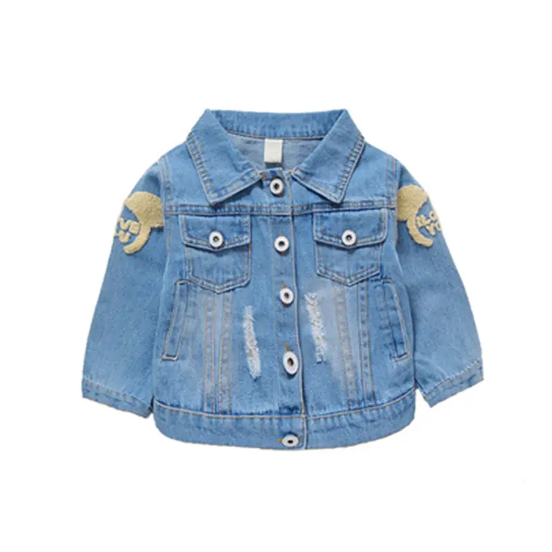 

[Bosudhsou] mf-1 Girl Spring Denim Jackets Princess Coat Baby Girl Jeans Jackets Kids Embroidered Girls Outfits Children Coat