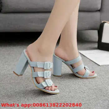 

Mori Woman Woman Summer New Fish Mouth Floral Simple Word With Thick High Heel Sandals And Slippers