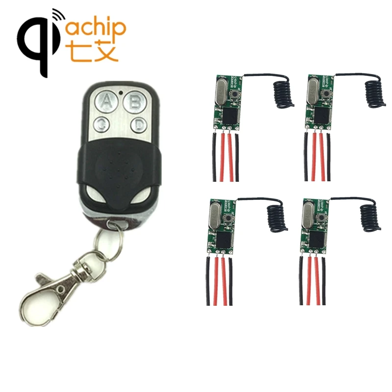 1 remote 4 Receiver QIACHIP 433 МГц переключатель дистанционного управления DC 5 в 12 В мини светодиодный светильник реле приемника с передатчиком дистанционного управления Умный дом - Цвет: 1 remote 4 Receiver