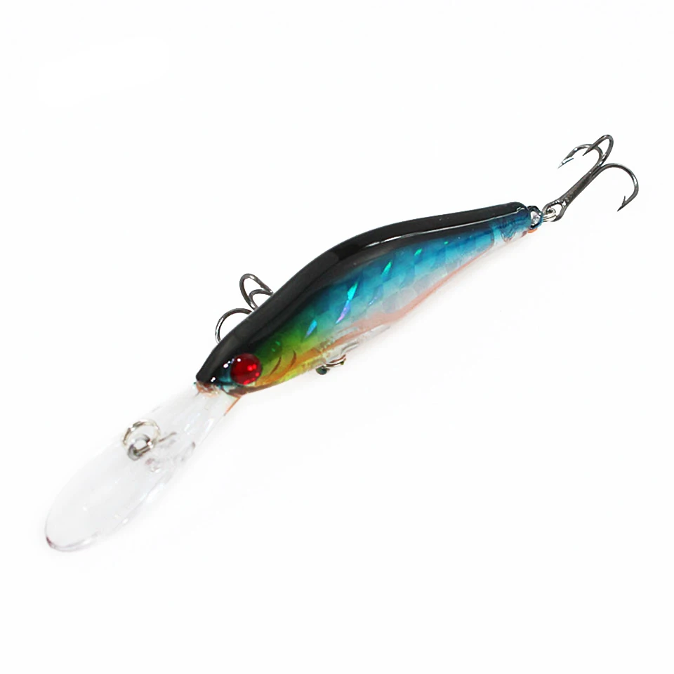 1 unids 9,5 cm 7g Wobblers Pesca 3D ojos Minnow Señuelos de Pesca nadar manivela cebo señuelos artificiales 6 gancho
