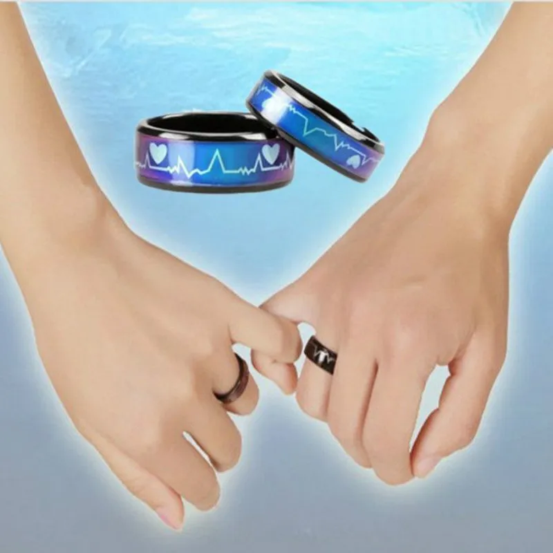 Women Men Emotion Feeling Changing Color Mood Temperature Couple Ring Jewelry
