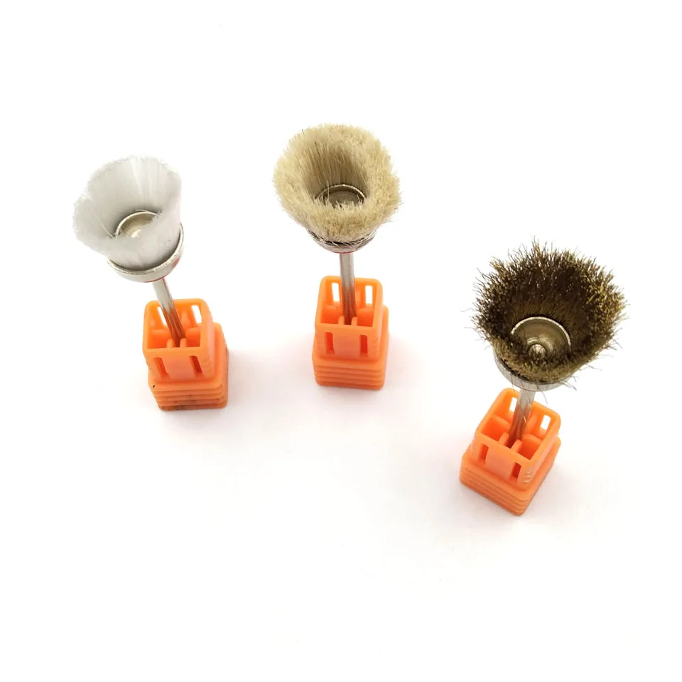 HYTOOS 1PCS Nail Drill Bits Copper Wire Cleaning Brush 3/32'' Rotary Manicure Electric Drills Accessories Nail Art Tools 2