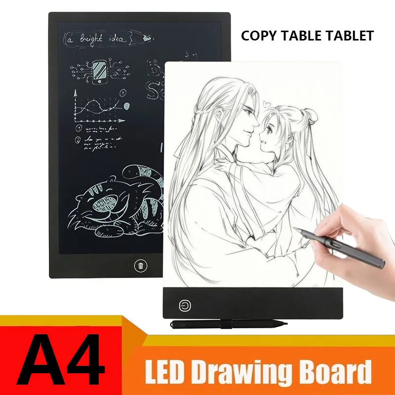 

2 in 1 Multifunction Digital Tablet A4 LED Light Box Tracer Graphic Pad + LCD Writing Drawing Electronic Tablet Board with Pen