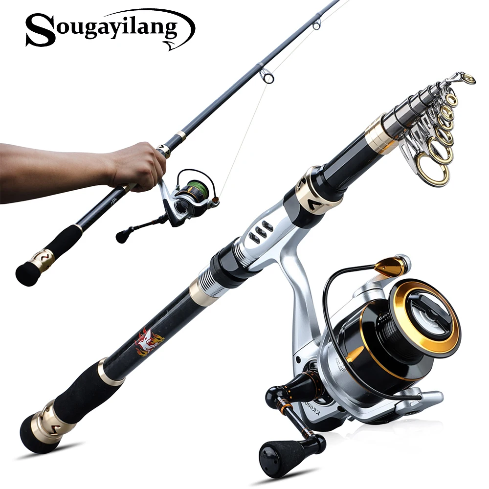 

Sougayilang 1.8- 3.6m Telescopic Fishing Rod Fishing Reel 5.0:1 Spinning Fishing Rod Combo Travel Fishing Rod Pesca