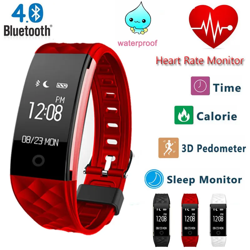 Bluetooth S2 Wristband Heart Rate Monitor Smart Band IP67 Waterproof Smartband Activity Tracker Bracelet For Android