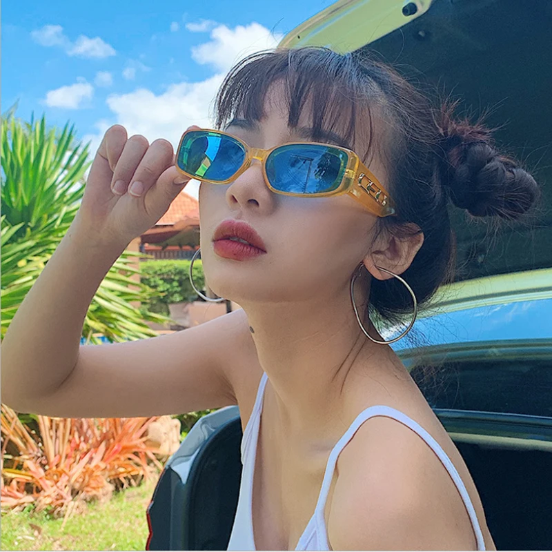 

2019 fashion brand designer glasses Sunglasses for women vintage fashionable narrow woman sunglasses Square mirror Men UV400