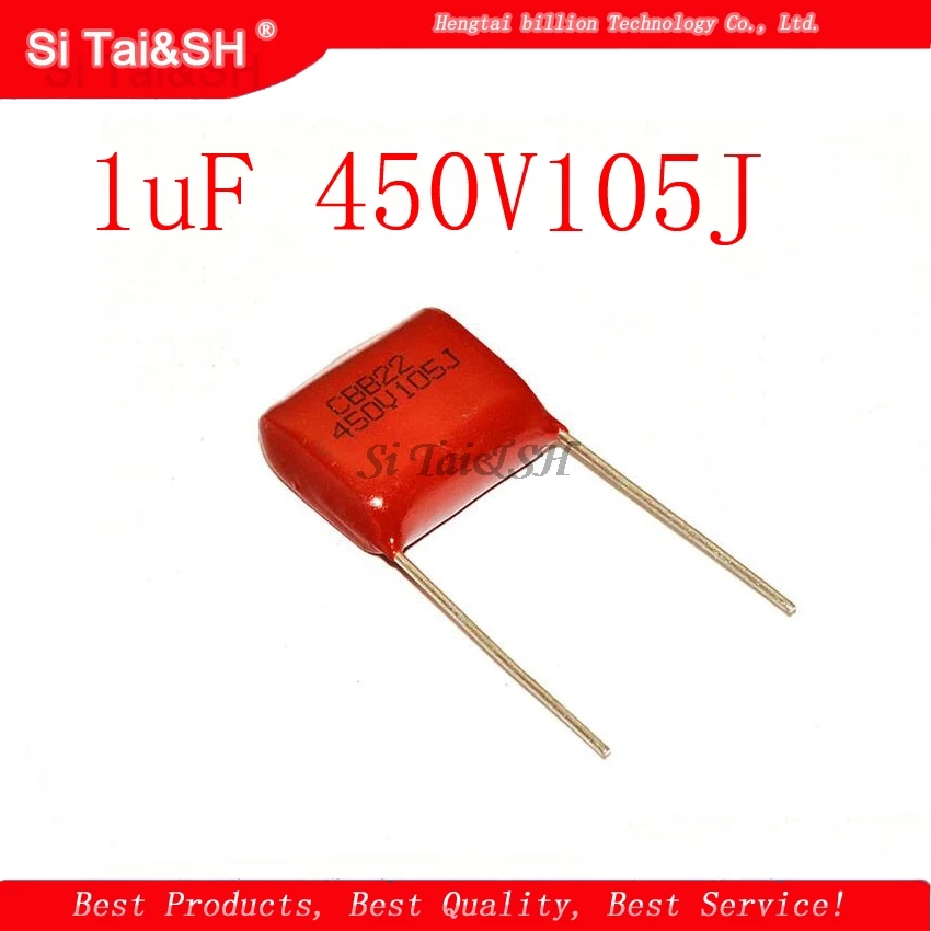 

10PCS 1uF 450V CBB Polypropylene film capacitor pitch 15mm 105 450V 1uF