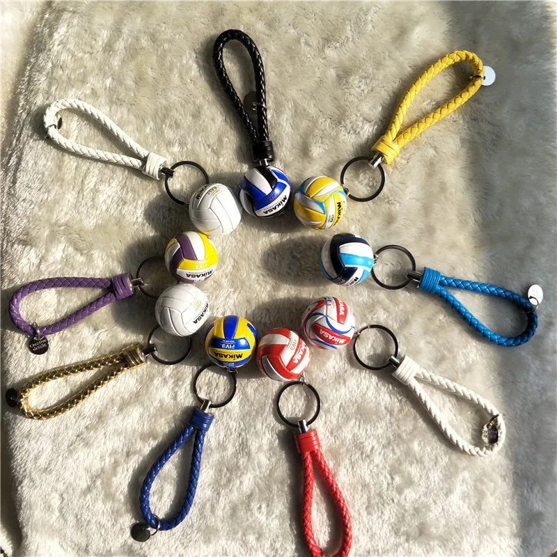 Leather Rope Woven Volleyball Keychain Ball Key Holder Volleyball Gifts